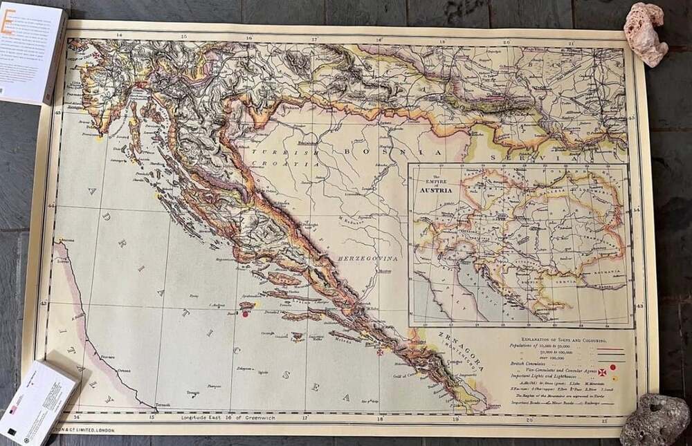 Letts Son And Co Vintage Antique Map Of The Austrian Empire Balkans